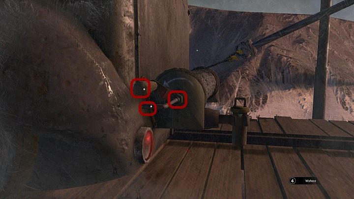 W zbliżeniu na wał z tyłu pojazdu, do którego podpięta jest lina, spróbuj zakręcić w prawo korbą (odpowiedni ruch myszką) - nie uda się - Odholuj Kryształ i wypuścić strusie z ładowni | Opis przejścia Syberia 3 - Syberia 3 - poradnik do gry
