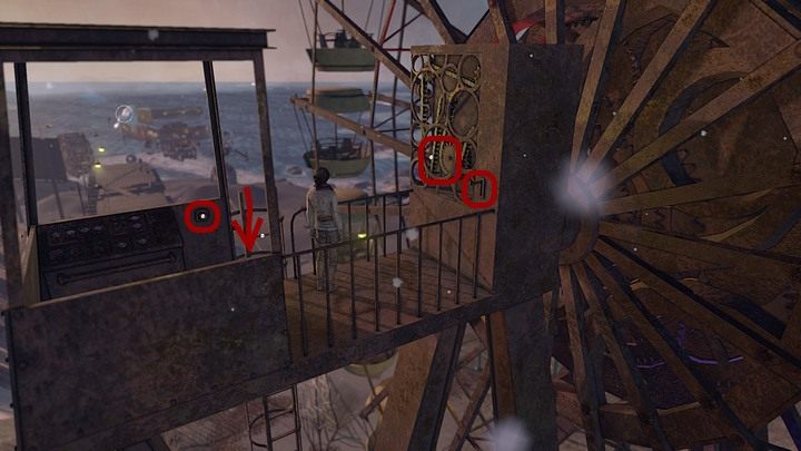 Najpierw zainteresuj się mechanizmem po prawej - Odholuj Kryształ i wypuścić strusie z ładowni | Opis przejścia Syberia 3 - Syberia 3 - poradnik do gry