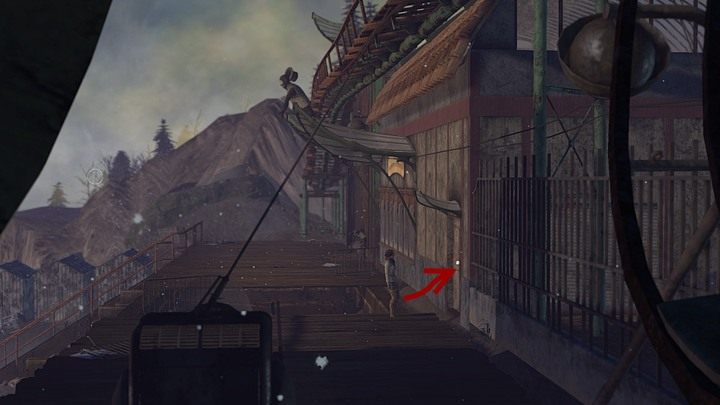 Wejdź do budynku po prawej przez drzwi z daszkiem - znajdziesz się w warsztacie, który opuść drugimi drzwiami - Odholuj Kryształ i wypuścić strusie z ładowni | Opis przejścia Syberia 3 - Syberia 3 - poradnik do gry