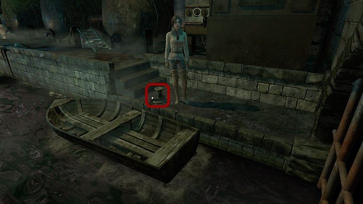 Dotarłszy do łódki, w zbliżeniu polej kwasem z kanistra zwisający z pachołka łańcuch - bohaterce uda się odcumować łódź i opuścić teren szpitala - Skorzystaj z łodzi i dołącz do Jukoli | Rozdział pierwszy | Solucja Syberia 3 - Syberia 3 - poradnik do gry