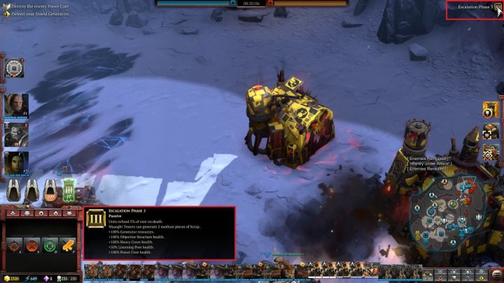 Poziom eskalacji podejrzeć można w prawym górnym rogu ekranu. - Fazy eskalacji | Rozgrywka - Warhammer 40,000: Dawn of War III - poradnik do gry