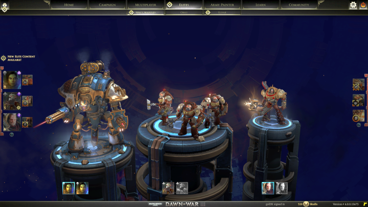 Ekran wyboru jednostek elitarnych Kosmicznych Marines. - Dostępne jednostki elitarne | Kosmiczni Marines | Porady - Warhammer 40,000: Dawn of War III - poradnik do gry