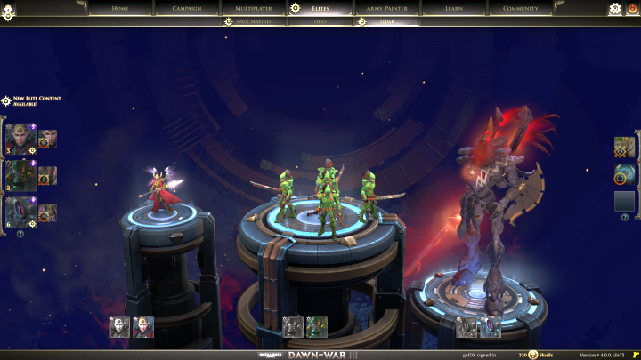 Ekran wyboru jednostek elitarnych Eldarów. - Dostępne jednostki elitarne | Eldarzy | Porady - Warhammer 40,000: Dawn of War III - poradnik do gry