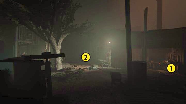 Omiń modlącą się kobietę i idąc wzdłuż ściany kaplicy dotrzyj do punktu widocznego na obrazku - Kaplica | Opis przejścia Outlast 2 - Outlast 2 - poradnik do gry