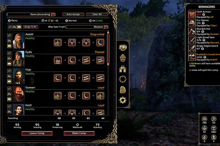 Każdy członek drużyny powinien mieć przydzielone zadania, ale również i czas na odpoczynek. - Eksploracja mapy świata i obozowanie | Expeditions Viking - Expeditions: Viking - poradnik do gry