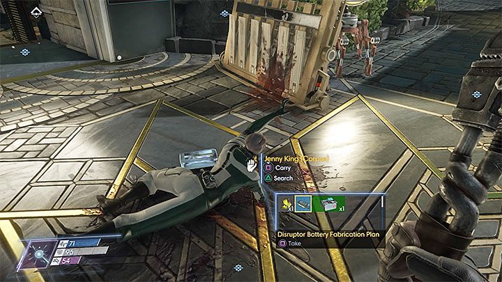 Projekt jest przy pokazanych na powyższym obrazku zwłokach Jenny King - Arboretum | Projekty | Sekrety i ważne przedmioty w Prey - Prey - poradnik do gry