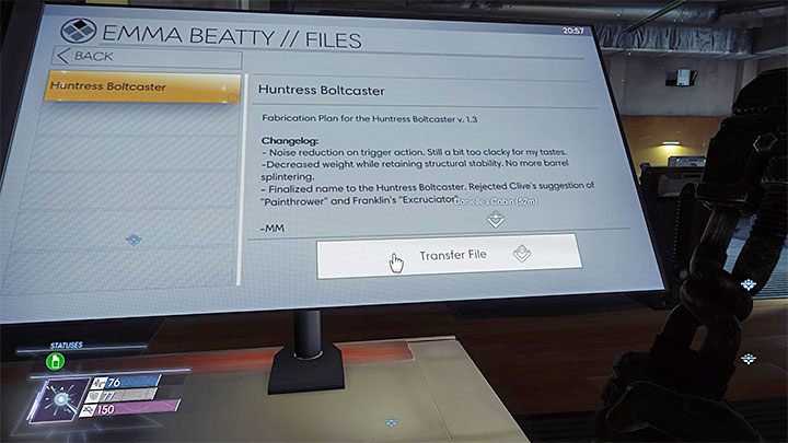 Projekt możesz pobrać z komputera Emmy Beatty znajdującego się w centrum fitness w północnej części mapy na poziomie 2 - Kwatery załogi | Projekty | Sekrety i ważne przedmioty w Prey - Prey - poradnik do gry