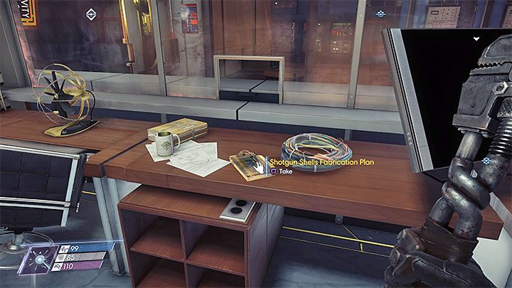 Projekt znajduje się w pokazanym na powyższym obrazku pomieszczeniu ochrony, które zlokalizowane jest obok wejścia do centralnego repozytorium - Archiwum | Projekty | Sekrety i ważne przedmioty w Prey - Prey - poradnik do gry