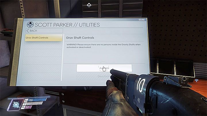 Karty dostępu użyj na pokazanych na obrazku 1 zamkniętych drzwiach zlokalizowanych w północnej części poziomu 1 - Sprzątacz | Opis przejścia Prey - Prey - poradnik do gry