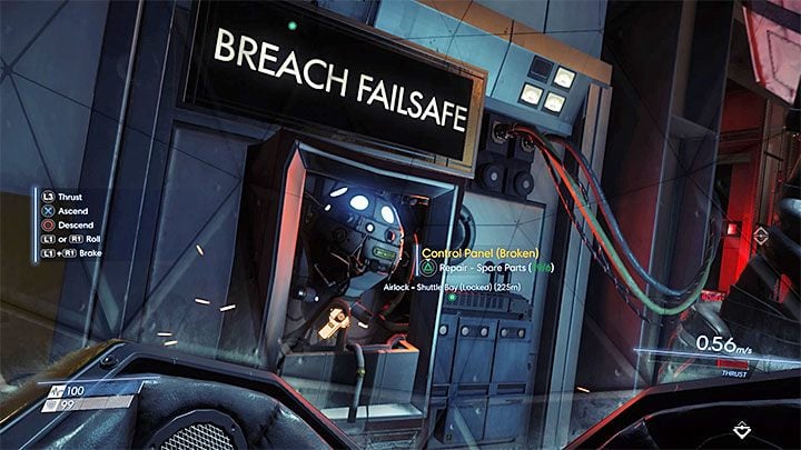 Rozpocznij przelot do uszkodzonego fragmentu stacji gdzie odnajduje się martwego doktora Calvina - Promień Q w Prey | Gdzie znaleźć podstawowe bronie? - Prey - poradnik do gry