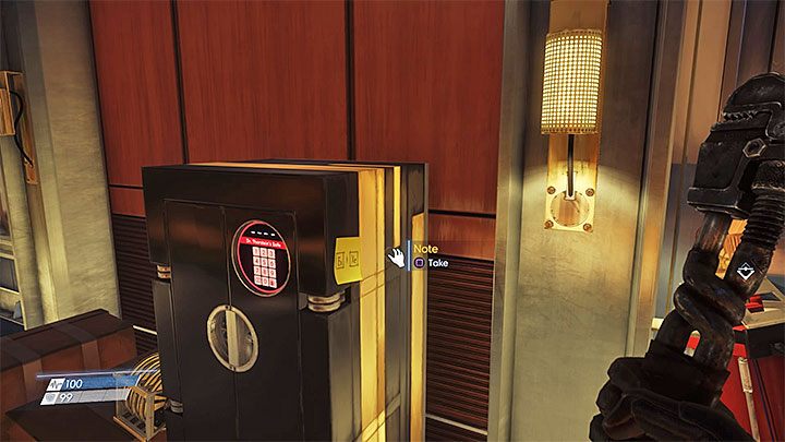 Po zlokalizowaniu sejfu odszukaj na jego bocznej ściance pokazaną na obrazku karteczkę - Jak otworzyć sejf w biurze dyrektora Thorsteina? | Prey - Prey - poradnik do gry