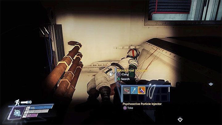 Twoje pierwsze zadanie to odnalezienie wtryskiwacza i będzie on przy zwłokach Tobiasa Frosta - Podtrzymywanie życia | Dodatkowe zadania Prey - Prey - poradnik do gry