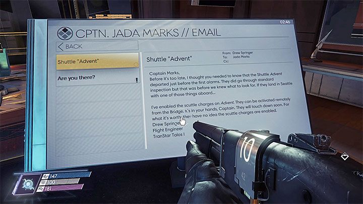 Okazja do odblokowania tego zadania pojawia się po dotarciu do kajuty kapitan Jady Marks znajdującej się na poziomie 2 Mostku Talosa I - Mostek Talosa I | Dodatkowe zadania Prey - Prey - poradnik do gry