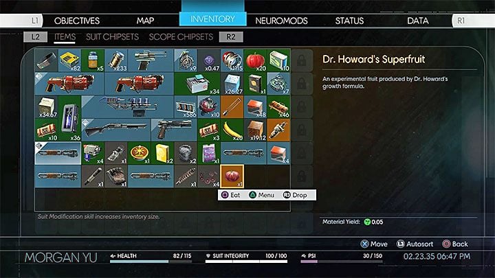 Na później najlepiej odkładać sobie przede wszystkim niepotrzebne w danym momencie bronie, zwłaszcza że zajmują one od 2 do 4 slotów w inwentarzu i nie są nakładane na siebie w przypadku odnalezienia kilku sztuk tej samej broni - Czy porzucone przedmioty znikają ze świata gry? | Prey - Prey - poradnik do gry