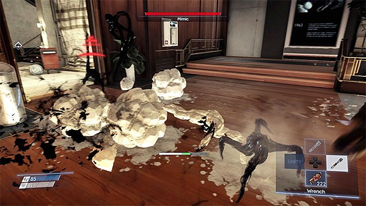 Spowolnionych lub zatrzymanych Mimów dobijaj kluczem francuskim albo np. pistoletem - Toczenie walk z obcymi w Prey | Walka - Prey - poradnik do gry