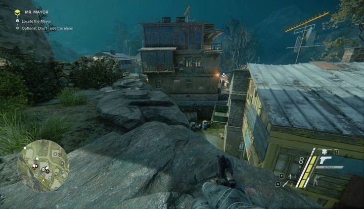 Po wyeliminowaniu wszystkich wrogów dostań się na środek lokacji, do budynku pokazanego na obrazku - Mr. Mayor | Akt 3 | Opis przejścia Sniper Ghost Warrior 3 - Sniper: Ghost Warrior 3 - poradnik do gry