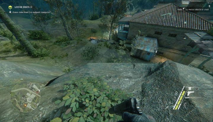Po zeskanowaniu terenu zakradnij się do pierwszego wroga po prawej stronie i przesłuchaj go - Loose Ends I, II, III - zadania Side-Ops | Akt 3 | Opis przejścia - Sniper: Ghost Warrior 3 - poradnik do gry