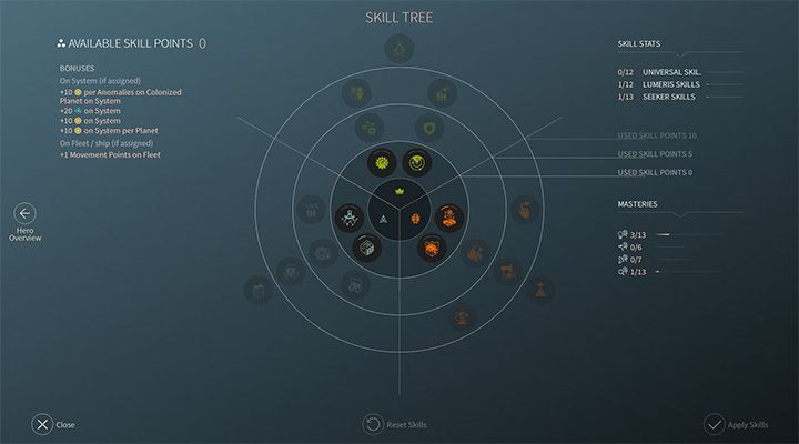 Umiejętności jakie bohaterowie mogą mieć składają się z 3 drzewek umiejętności - Bohaterowie w Endless Space 2 - Endless Space 2 - poradnik do gry