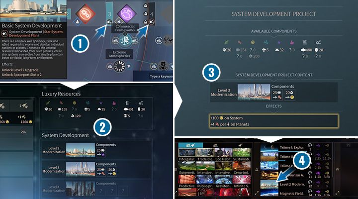 Budowanie następnych poziomów Rozwoju Systemu zajmuję trochę czasu, ale jest to bardzo opłacalna i praktyczna inwestycja. - Usprawnienia, rozbudowa i zasięg wpływów systemów w Endless Space 2 - Endless Space 2 - poradnik do gry