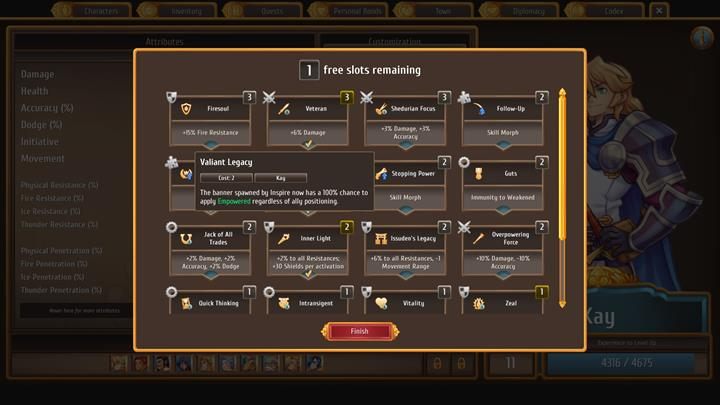 Pamiętaj również o tym, by na bieżąco rozdawać nowe umiejętności (perki) swoim postaciom - Ukończenie zadań królewskich w pierwszym rozdziale | Opis przejścia | Regalia - Regalia: Of Men And Monarchs - poradnik do gry