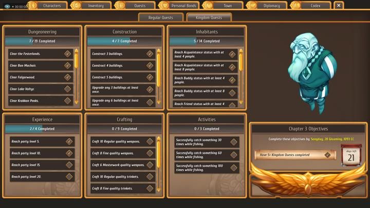 Aby ukończyć rozdział gry, musisz wypełnić pięć z zadań królestwa z dowolnie wybranej zakładki. - Zadania zwykłe i królestwa | Zarządzanie miastem | Regalia Of Man And Monarchs - Regalia: Of Men And Monarchs - poradnik do gry