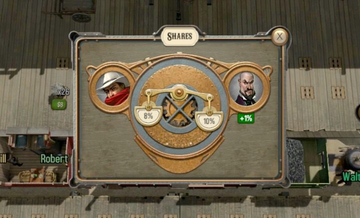 Waga wskazuje, na jakim postępie gry jesteś - jeśli przeciwnik uprzedzi cię i zdobędzie 51% - przegrasz - Cel i przebieg gry | Opis przejścia Bounty Train - Bounty Train - poradnik do gry