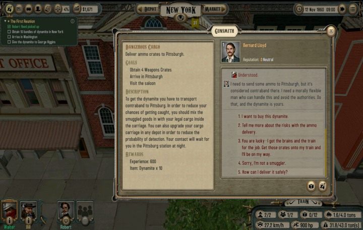 Wejdź do sklepu z bronią i przyjmij kontrakt lub zapłać za dynamit - Poszukiwania Roberta | Opis przejścia Bounty Train - Bounty Train - poradnik do gry