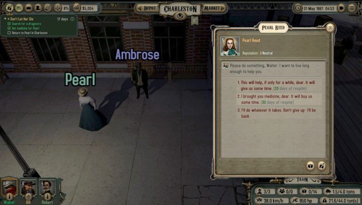 Przynosząc jej leki wydłużasz czas na wykonanie zadania - Pearl Reed | Opis przejścia Bounty Train - Bounty Train - poradnik do gry