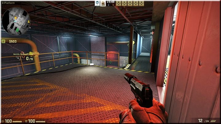 Odwracając się w lewo od drzwi masz możliwość likwidowania przeciwników nadciągających z dołu - Misja 18 - Black Gold: Małe bronie, duże problemy | CS GO - CS GO - poradnik do gry