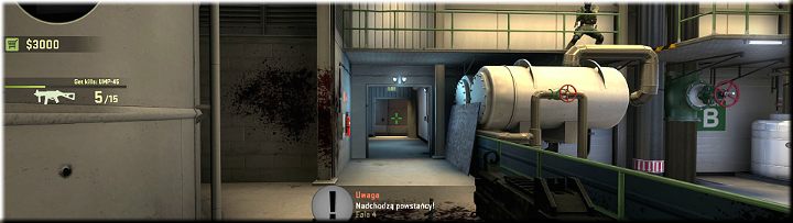 Na powyższym obrazku widnieje dość długi korytarz gdzie mogą pojawić się przeciwnicy - Misja 3 - Lite: Na lajcie | CS GO - CS GO - poradnik do gry