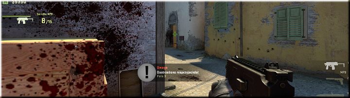 Chowając się za rogiem masz oko na drzwi wyjściowe z budynku, a wyglądając za róg będziesz w stanie sprawdzić sytuację w przejściu - Misja 5 - Inferno: Strzelanie w biegu | CS GO - CS GO - poradnik do gry