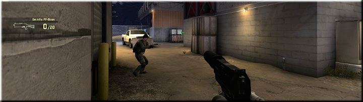 Na powyższym obrazku widać róg budynku zza którego mogą wyjść przeciwnicy - Misja 6 - Lite: Krew i ropa | CS GO - CS GO - poradnik do gry