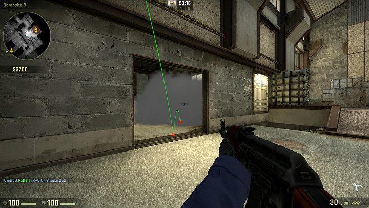 Granat wybuchnie w wejściu od strony magazynu przysłaniając widoczność Graczy starających się wejść na punkt B - Cache | Mapy Turniejowe | CS GO - CS GO - poradnik do gry