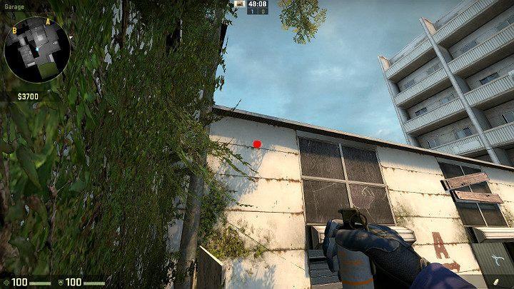 Wskocz na podwyższenie przy płocie i przysuń się maksymalnie do przodu po czym wyceluj w oznaczony punkt - Cache | Mapy Turniejowe | CS GO - CS GO - poradnik do gry