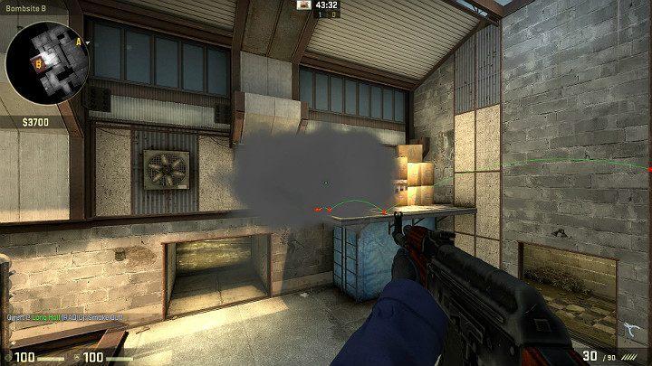 Granat wpadnie na podest i zasłoni widoczność Graczy starających się wejść na punkt B od strony heaven - Cache | Mapy Turniejowe | CS GO - CS GO - poradnik do gry