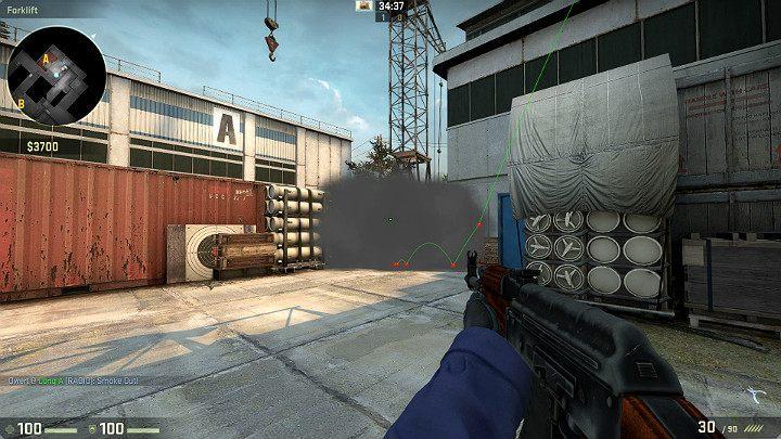 Granat przeleci nad hangarem i przysłoni widoczność Graczy chowających się z prawej strony punktu A - Cache | Mapy Turniejowe | CS GO - CS GO - poradnik do gry