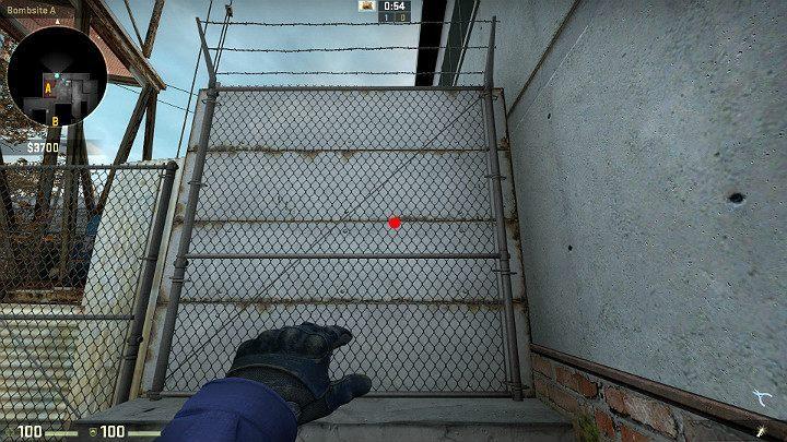 Znajdując się na punkcie A możesz wykorzystać tę ścianę do wykonania popflasha - Cache | Mapy Turniejowe | CS GO - CS GO - poradnik do gry