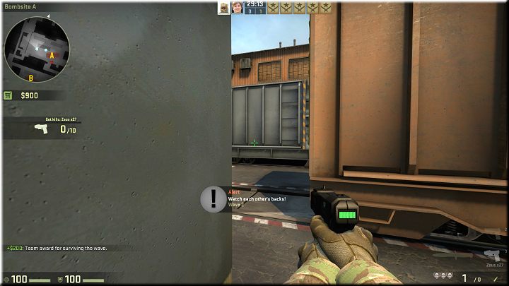 Ustawiając się za rogiem lub tak jak w przypadku powyższego obrazka, za rozdzielnią, można rzucić granat dymny i poczekać na zbliżających się przeciwników - Misja 21 - Train: Piorunujące wrażenie | CS GO - CS GO - poradnik do gry
