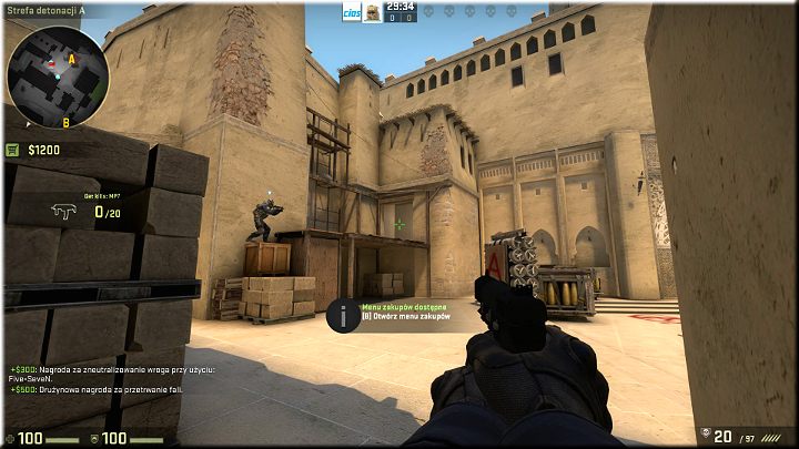W tym miejscu możesz czuć się nieco bezpieczniej ze względu na to, że znajdujesz się pomiędzy osłoną z cegieł i murku - Misja 7 - Mirrage - Profesjonalizm to podstawa | CS GO - CS GO - poradnik do gry