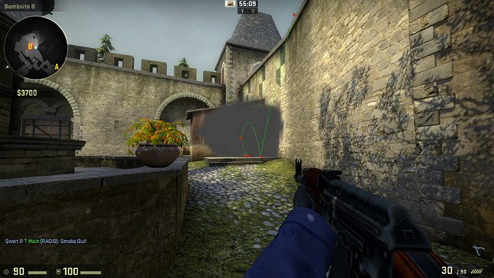 Granat przeleci przez cały punkt B i zasłoni widoczność z jednej strony kurnika - Cobblestone | Mapy Turniejowe | CS GO - CS GO - poradnik do gry