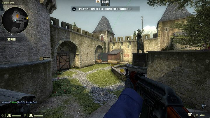 Granat także przeleci przez cały punkt B i stworzy zasłonę dymną z drugiej strony kurnika - Cobblestone | Mapy Turniejowe | CS GO - CS GO - poradnik do gry