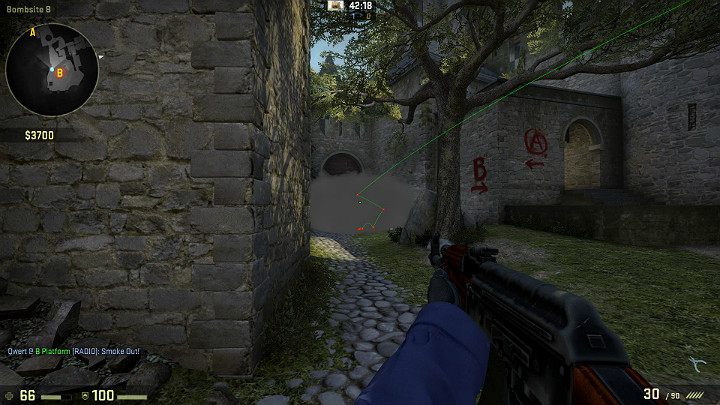 Stworzysz w ten sposób zasłonę dymną w drzwiach pomiędzy łącznikiem, a punktem B - Cobblestone | Mapy Turniejowe | CS GO - CS GO - poradnik do gry