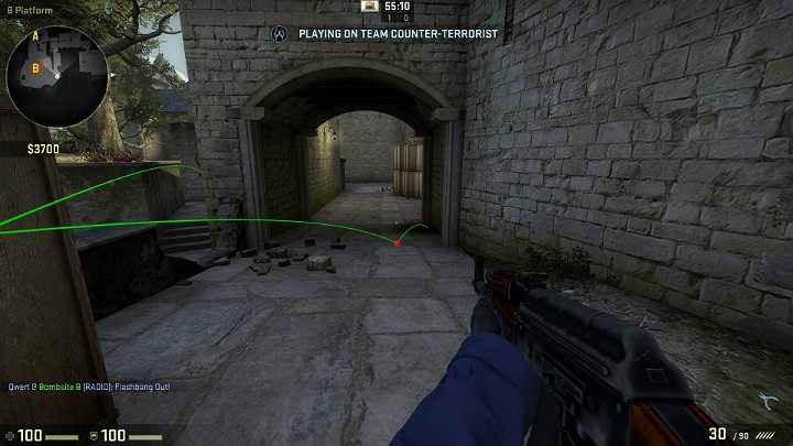 Granat odbije się od skrzynki i wpadnie do tunelu oślepiając wszystkich Graczy patrzących w tę stronę - Cobblestone | Mapy Turniejowe | CS GO - CS GO - poradnik do gry