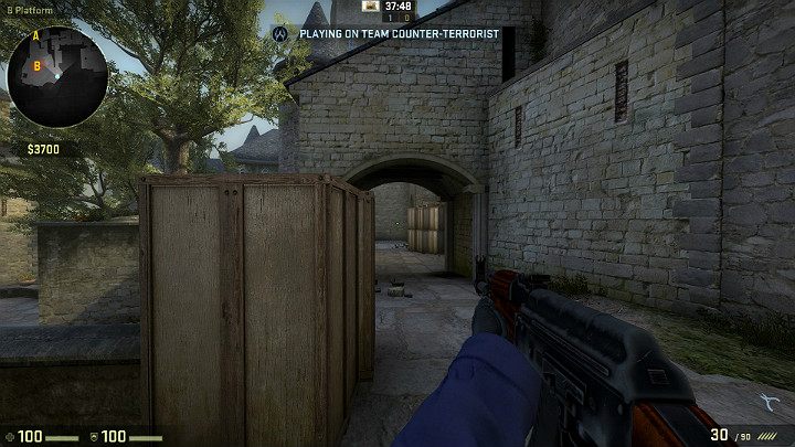 Widok na długą B od strony punktu podłożenia bomby B - Cobblestone | Mapy Turniejowe | CS GO - CS GO - poradnik do gry