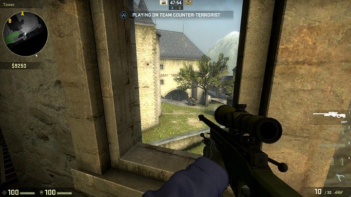 Pozycja strzelecka na szczycie wieży przy punkcie odrodzenia Terrorystów - Cobblestone | Mapy Turniejowe | CS GO - CS GO - poradnik do gry