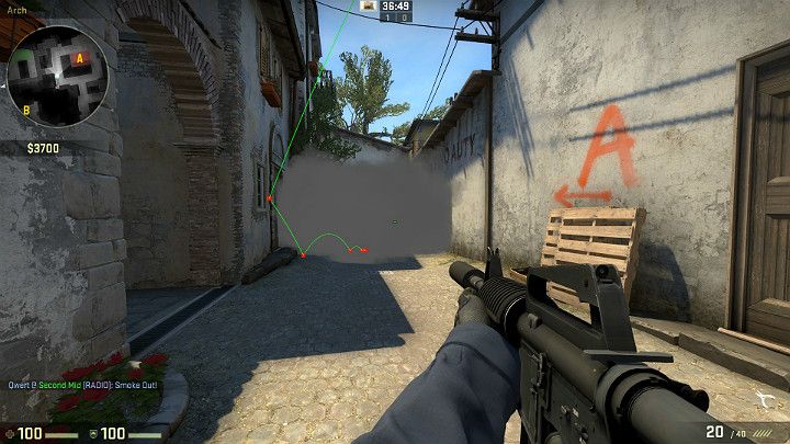 Możesz w ten sposób stworzyć zasłonę przed Graczami poruszającymi się od strony miejsca odrodzenia Antyterrorystów - Inferno | Mapy turniejowe | CS GO - CS GO - poradnik do gry