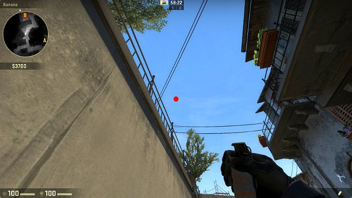 Ustawiając się w tym samym miejscu, ale celując w nieco innym kierunku wykonaj rzut korzystając z LPM - Inferno | Mapy turniejowe | CS GO - CS GO - poradnik do gry