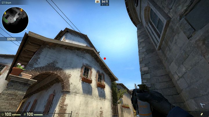 Ustaw się w rogu budynku, zaraz obok studni i wyceluj w oznaczony punkt - Inferno | Mapy turniejowe | CS GO - CS GO - poradnik do gry