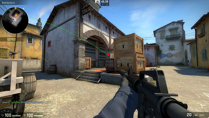 Granat wybuchnie na punkcie A oślepiając wszystkich graczy stojących w pobliżu, patrzących z balkonu lub od strony biblioteki - Inferno | Mapy turniejowe | CS GO - CS GO - poradnik do gry