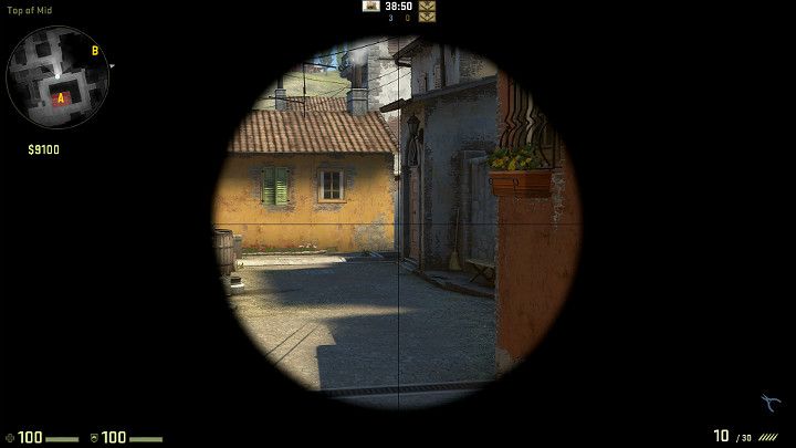 Ustawiając się w tym miejscu masz dobry widok na Terrorystów wychodzących z miejsca odrodzenia i kierujących się w stronę środka lub przejścia na banana - Inferno | Mapy turniejowe | CS GO - CS GO - poradnik do gry
